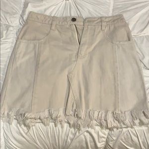 Free People Two Toned White Denim Skirt